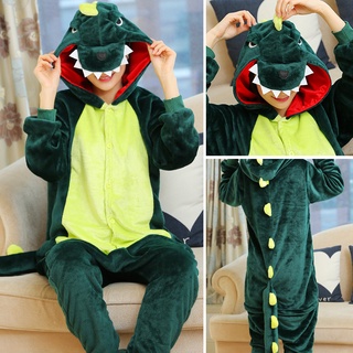 Autumn Winter Women Men Unisex Adults Cute Cartoon Onesies Kids Animal Pajamas Blue Dinosaur Flannel Pyjamas Sleepwear