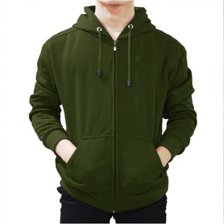 PRIA HIJAU Army Green Plain ZIPPER HOODIE Jacket Men Women M L XL XXL Shopee Philippines