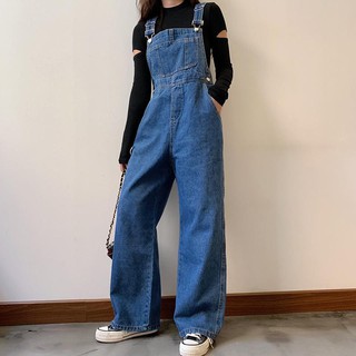 Jumpsuits Large size Chic denim overalls women 2021 new spring style loose and thin Korean style straight legged trousers tide Shopee Philippines