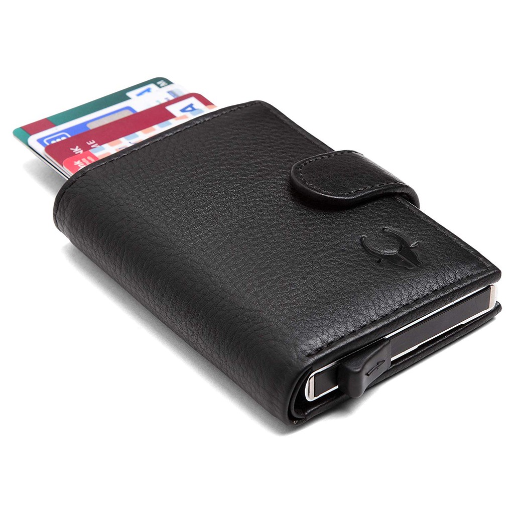 WildHorn® RFID Protected Unisex Genuine Leather Card Holder (Black