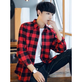 Korean Checked Long Sleeve Polo For Men Shopee Philippines