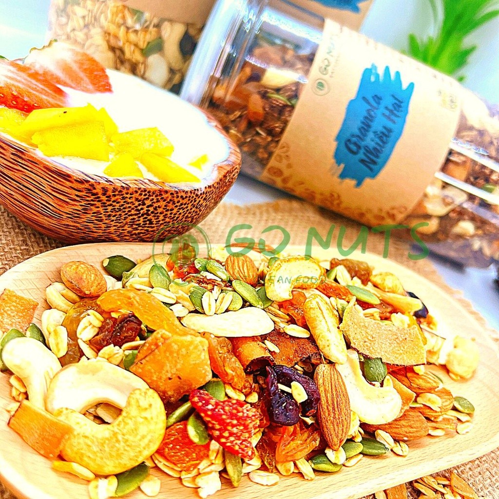 Granola Nhiều hạt vị Mật ong 500g GO NUTS Ngũ cốc dinh dưỡng ăn kiêng không đường thuần chay healthy