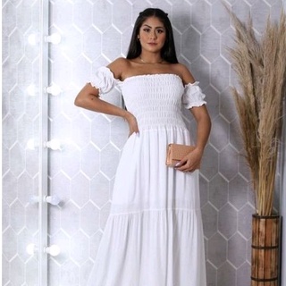 Vestido branco shops longo casual