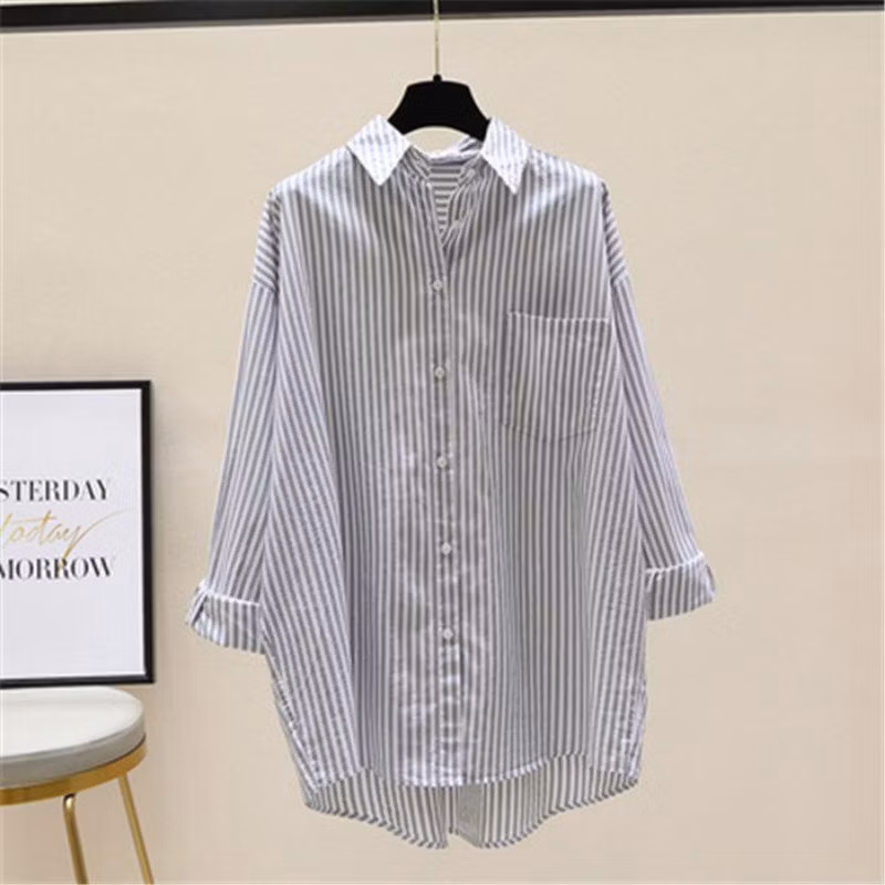 Briana Shirt - Size 5L XXXL XXL XL L M S - Kemeja Wanita Jumbo - Kemeja Salur - Kemeja Over Size