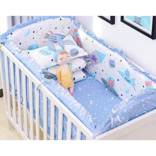 6pcs of set Cotton Baby Bedding Set Newborn Nursery Bed Crib Bumper Around Cushion Cot Protector Toddler Safety Guard Rails Shopee Malaysia