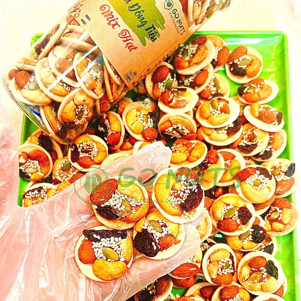 Bánh đồng tiền mix hạt 250g GO NUTS Bánh ăn kiêng bánh ngũ cốc dinh dưỡng bánh healthy thuần chay