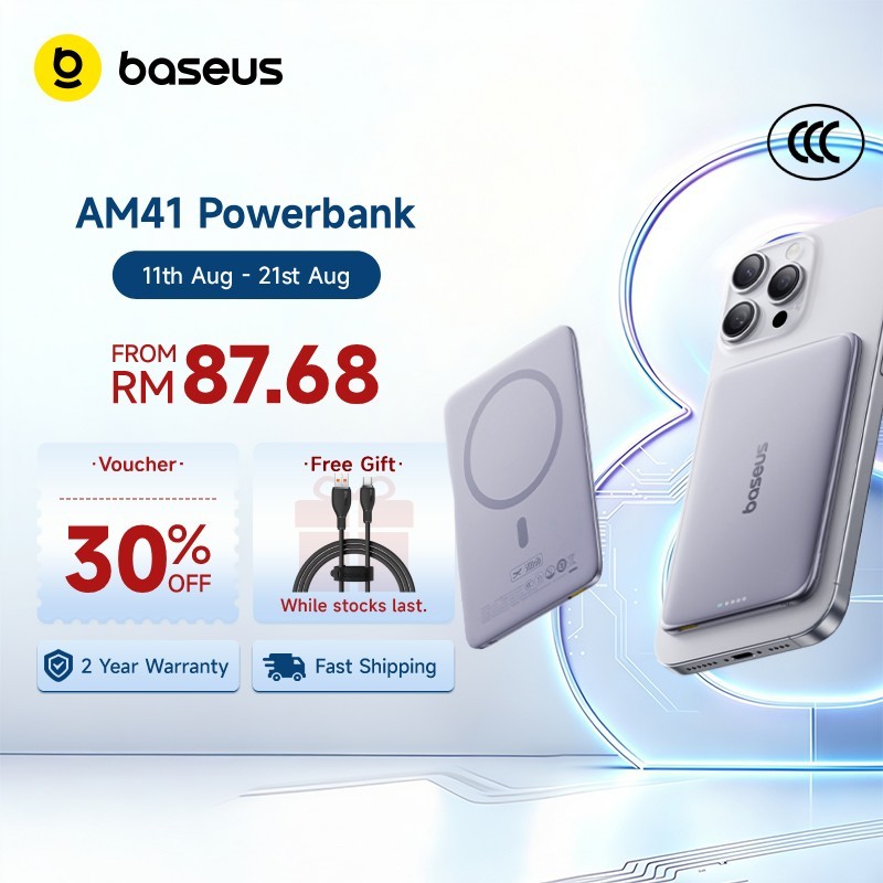 【CCC Certified】Baseus PicoGo AM41 Ultra-Slim Wireless Powerbank 5000mAh 10000mAh 20W 27W Magnetic Light&Portable Power Bank with Card-Sized
