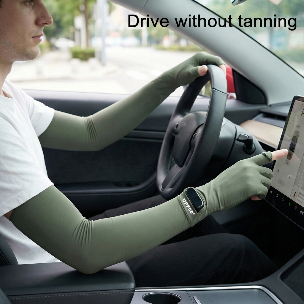 Uv Schutz Fingerlose Handschuhe Aus Eisseide Für Radsport Und Auto_voghion.com