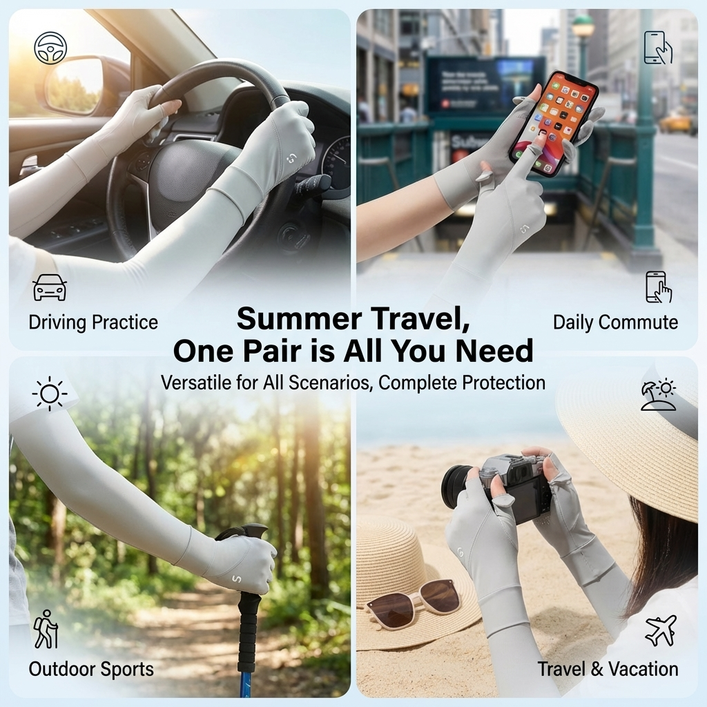 Unisex Ice Silk Uv Protection Gloves, High Stretch Touchscreen Palm, Breathable Quick-dry For Cycling Golf Fishing_voghion.com