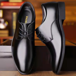 Men s Leather Shoes Formal Business British Style Casual Leather Shoes Men Black Leather Office Shoe Shopee Philippines