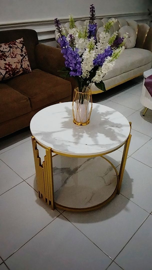 Foto pembeli Aesthetic Round Coffee Table Sofa Desk - MEJA EUNBIN - Modern Minimalist Besi Holo Gold