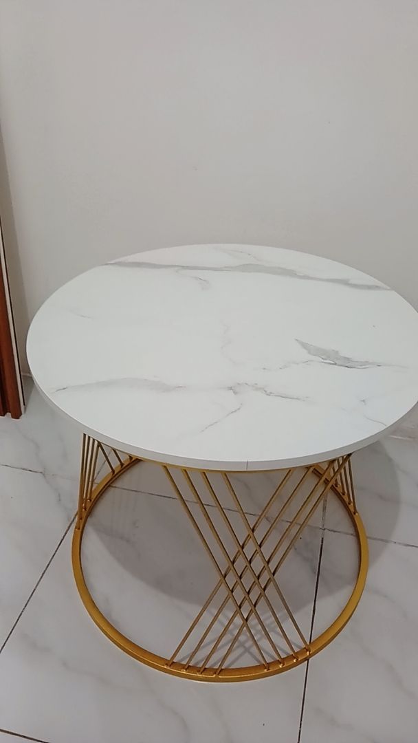 Foto pembeli Meja Tamu Meja Ruang Tamu Aesthetic Meja Bulat Set 2in1 Meja Alula Samping Sofa Besi Holo Marmer Mewah