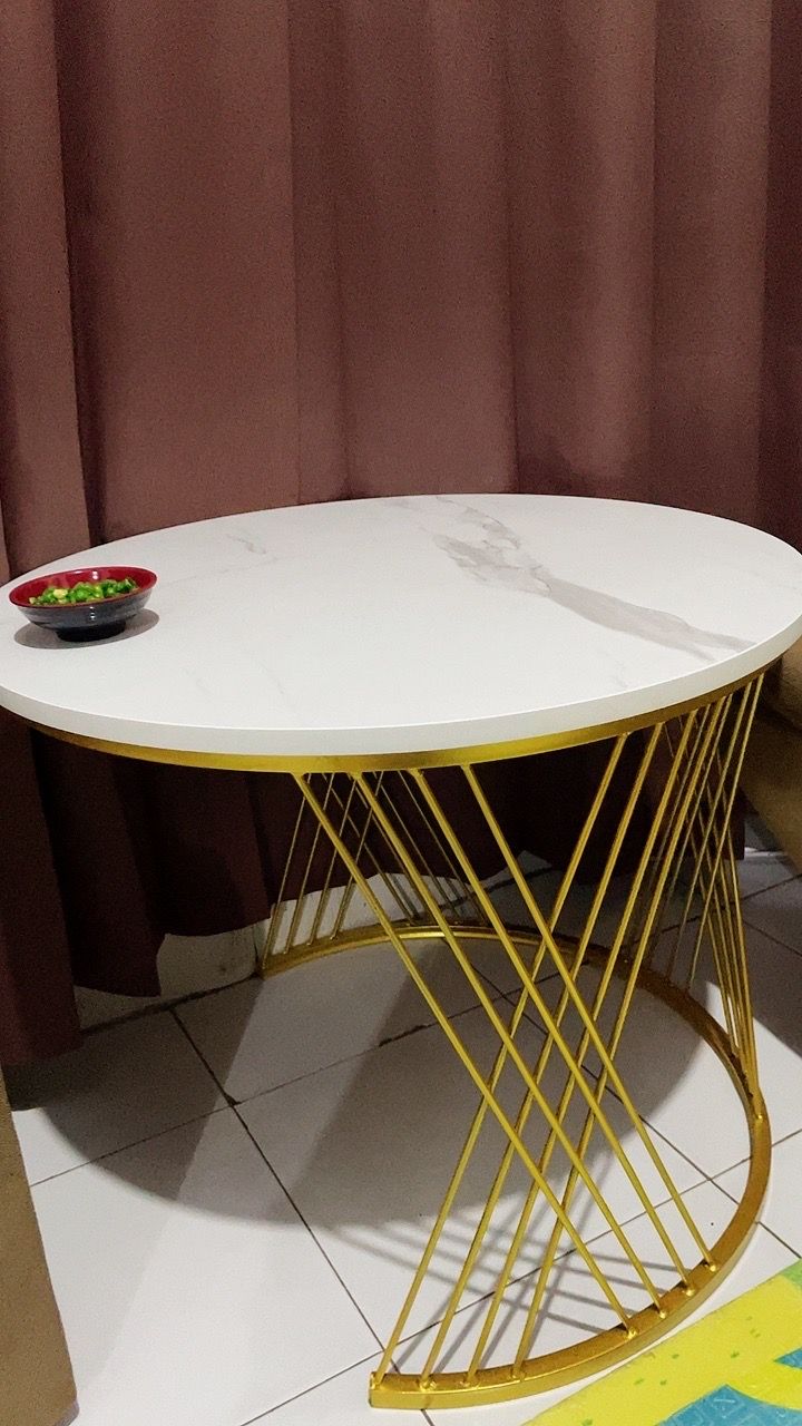 Foto pembeli Meja Tamu Meja Ruang Tamu Aesthetic Meja Bulat Set 2in1 Meja Alula Samping Sofa Besi Holo Marmer Mewah