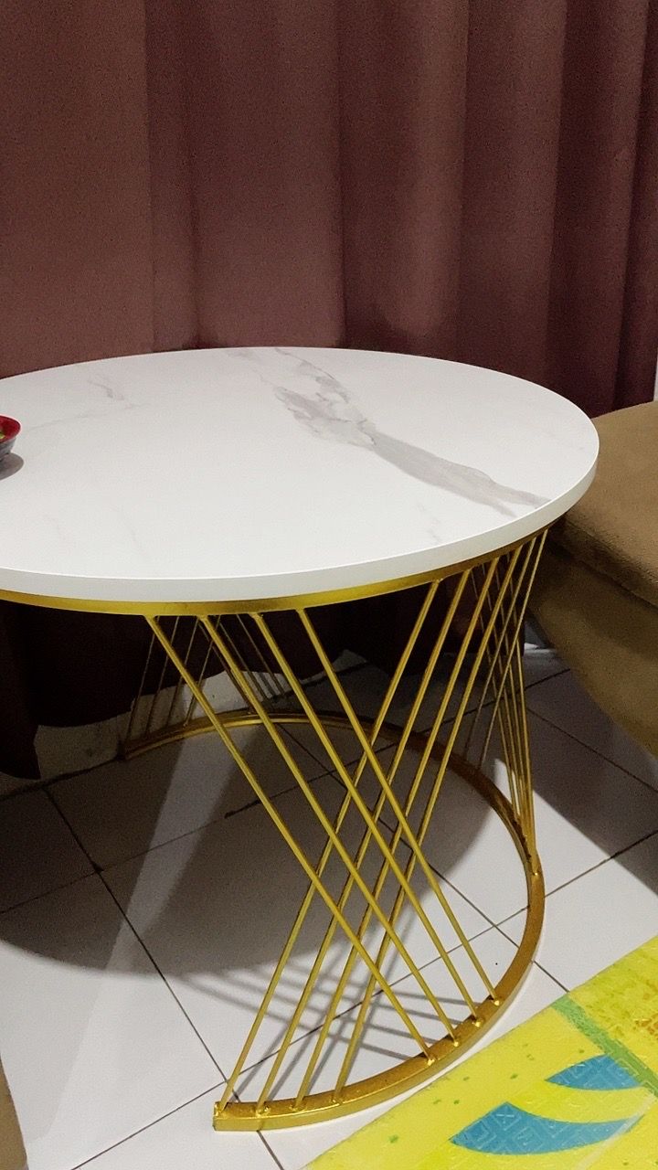 Foto pembeli Meja Tamu Meja Ruang Tamu Aesthetic Meja Bulat Set 2in1 Meja Alula Samping Sofa Besi Holo Marmer Mewah