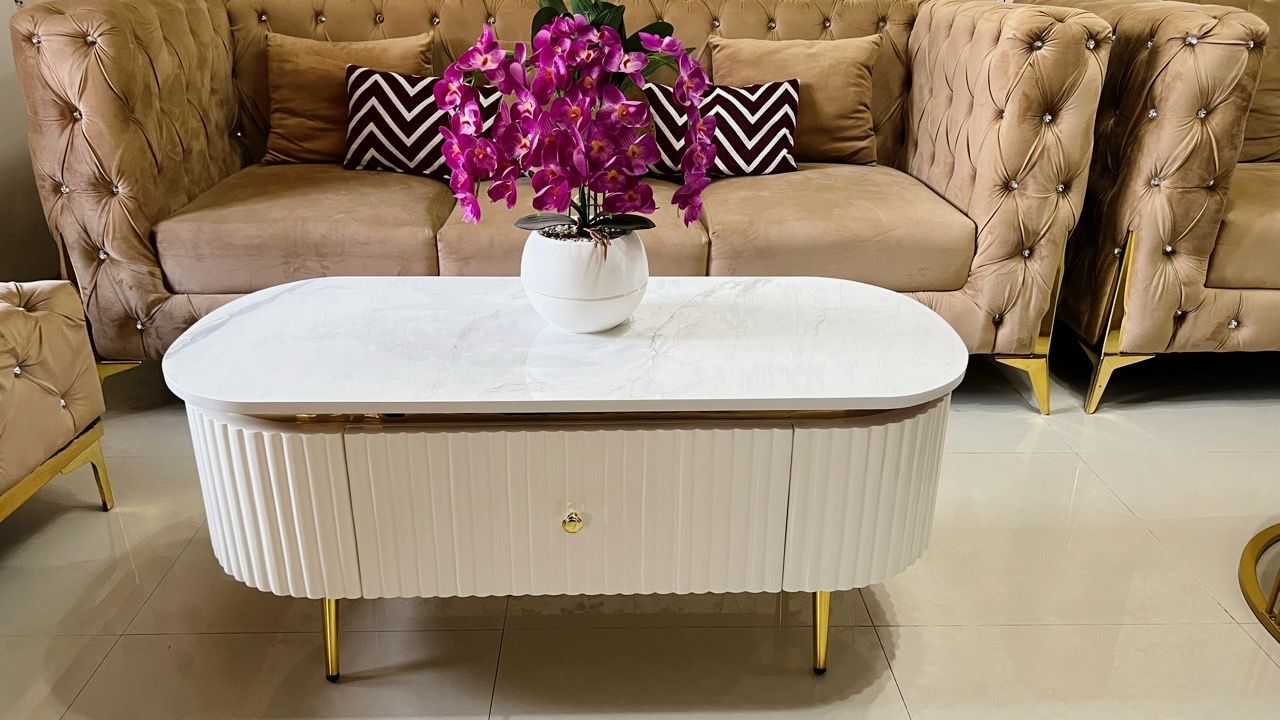 Foto pembeli Meja Ruang Tamu Minimalis Meja Tamu Aesthetic - Meja Aretha - Kayu Solid Laci Cat Duco Glossy