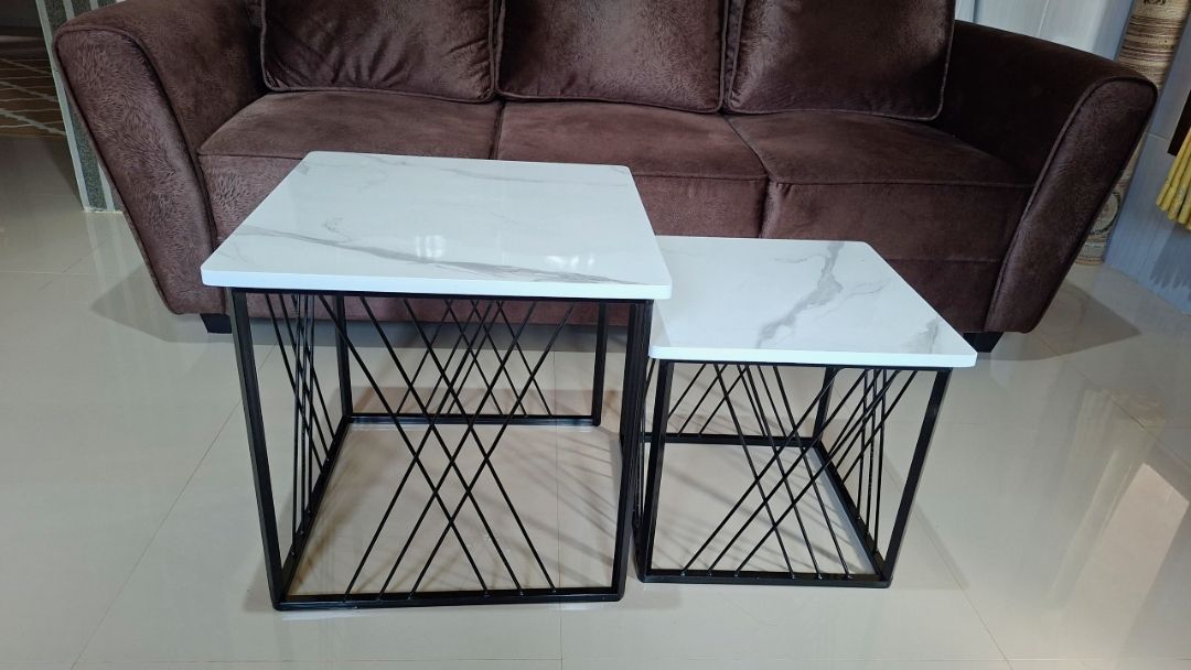 Foto pembeli Meja Tamu Minimalis Vanessa Set Aesthetic Top Table Marmer PVC HPL - Bengkelkita.id
