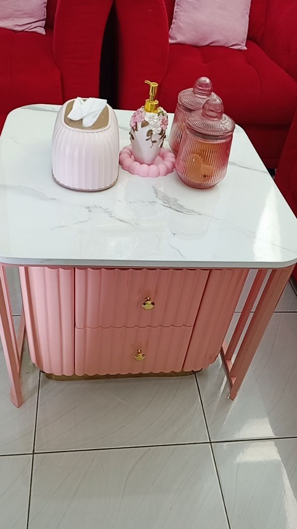 Foto pembeli Meja Tamu Aesthetic Meja Kopi Bulat Susun - MEJA DHEA - Set 2 in 1 Laci Kayu Duco Gloss