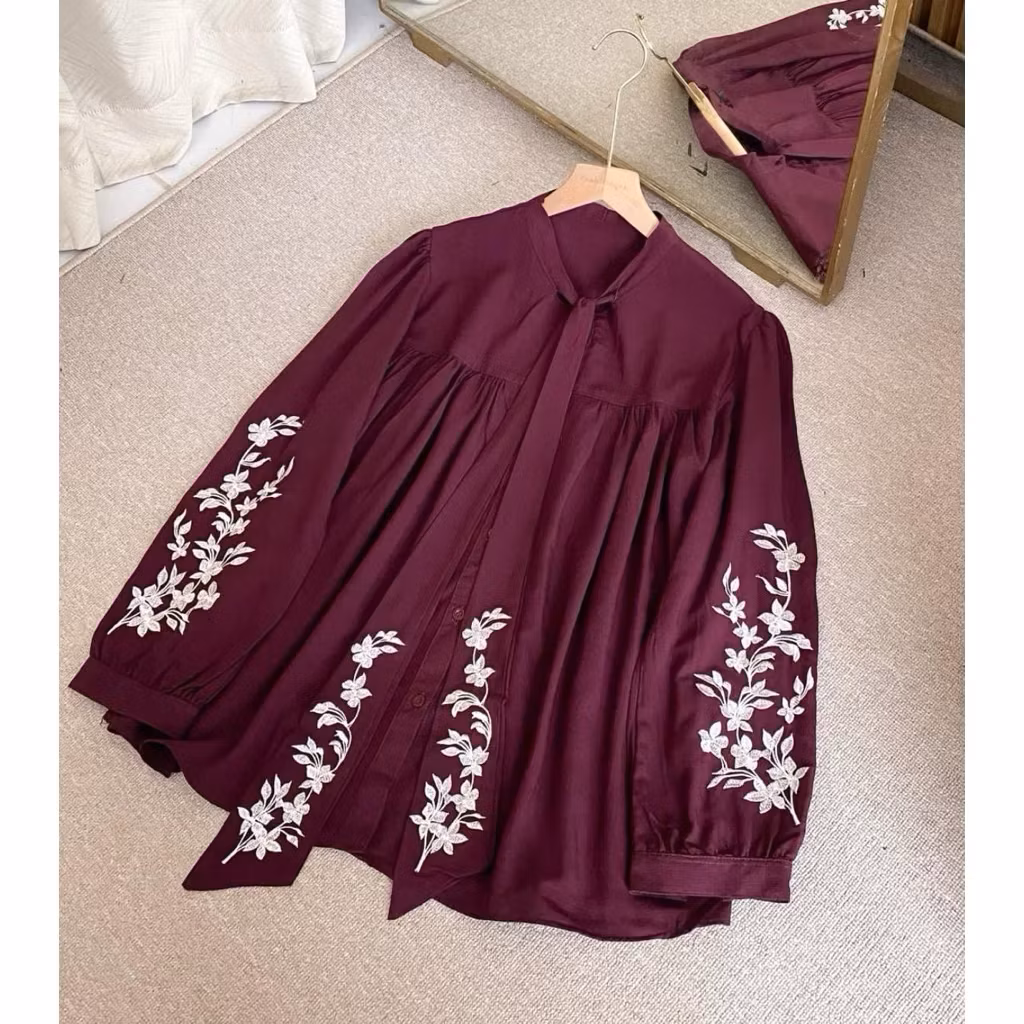 Deska Blouse Bordir Rayon Twill Atasan Wanita Premium Terbaru