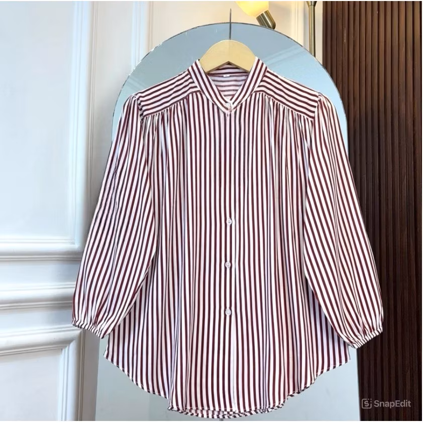 AZURA STRIPE SHIRT WANITA KEMEJA SALUR BUSUI FRENDLY DAILY OFFICE