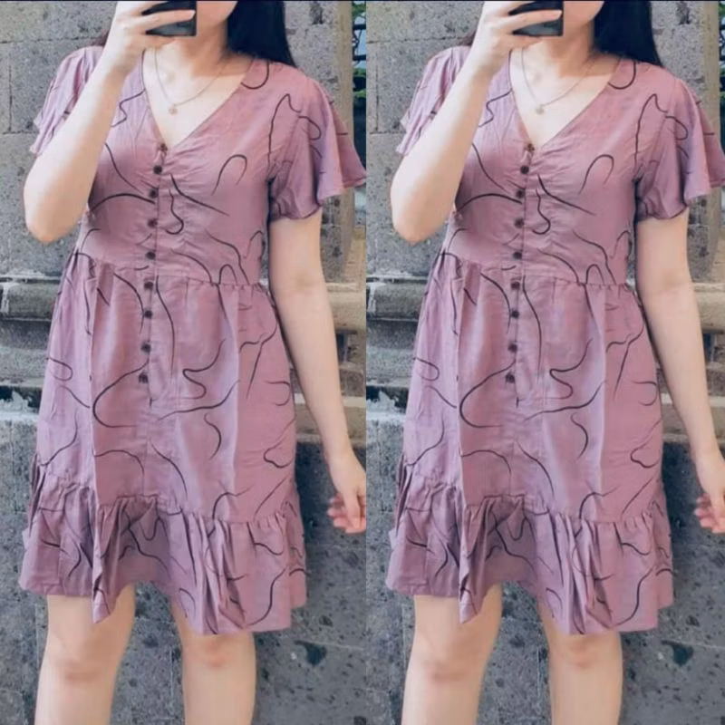 Daster Busui Friendly Mini Terbaru Kancing Motif Salur Kekinian Dress Sexy Rempel Muter Presbody