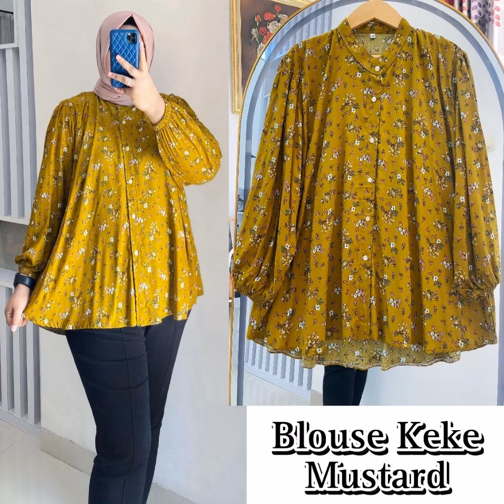Vol 3 Blouse Atasan Wanita Jumbo LD 140 120 Kemeja Big Size 4XL XXL Rayon Motif Bunga Busui