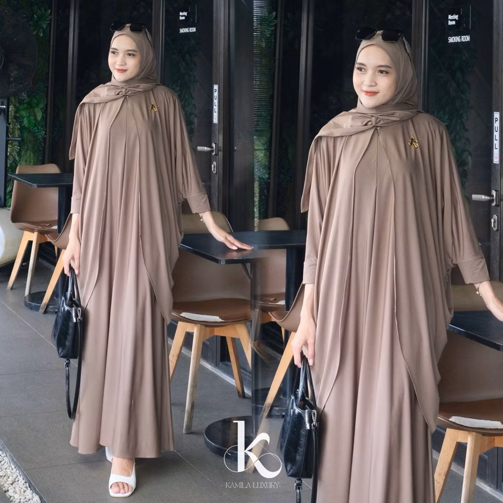 Rafela - Dress One Set Outer Batwing Oversize Busui Friendly Jersey Sutra Premium Elegan  By Kamila