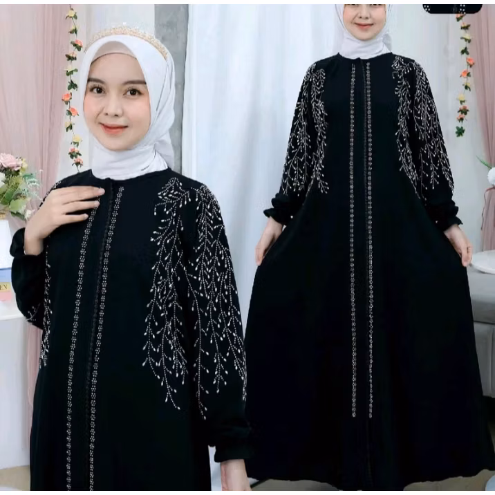Abaya Hitam Jetblack ORI By Dzikrok Boutique Abaya Payet Jiper Aktif Mewah Elegant