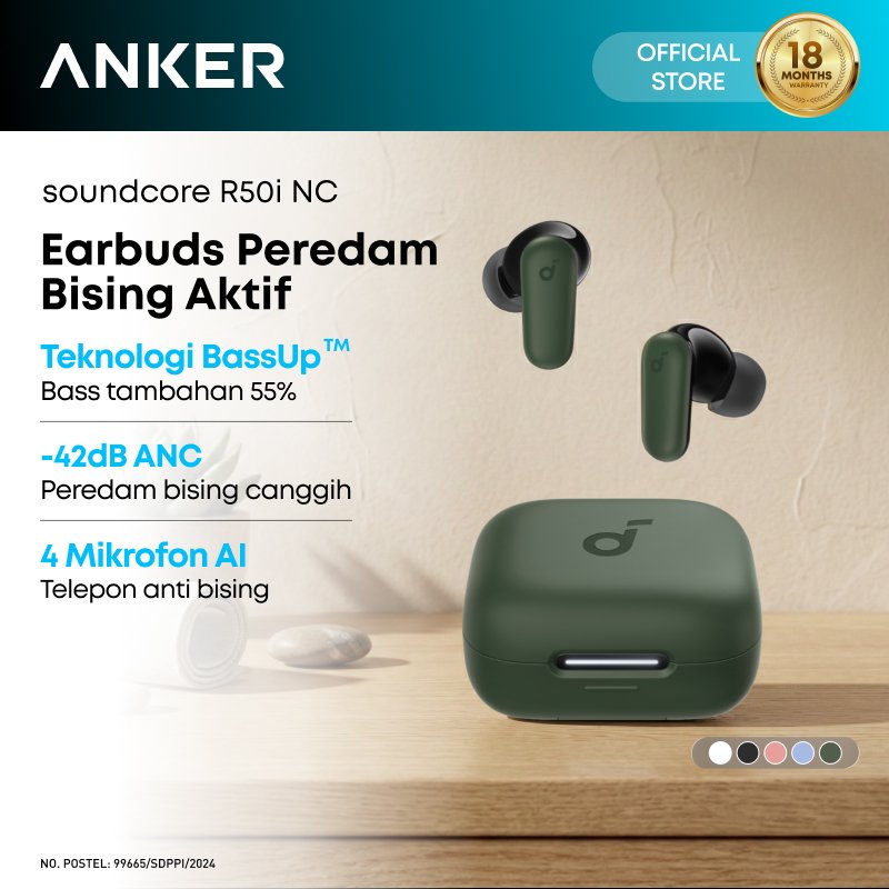 Anker soundcore R50i NC Earbuds Adaptive Noise Canceling Headset Wireless Earphone Bluetooth 5.4 TWS Low Latency for Game Long Battery 4 Mics IP54 - A3959