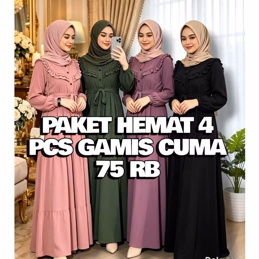 PROMO HEMAT 75 RB DAPAT 4PCS GAMIS Mola saudah kancing rempel bahan katun premium kekinian terlaris