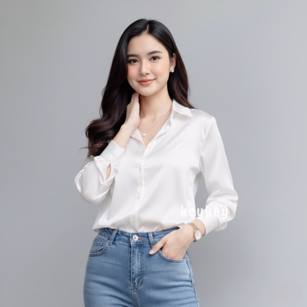 VELOVE | Kemeja Wanita Satin Velvet Premium | Atasan Kemeja Elegan Casual Adem Kekinian