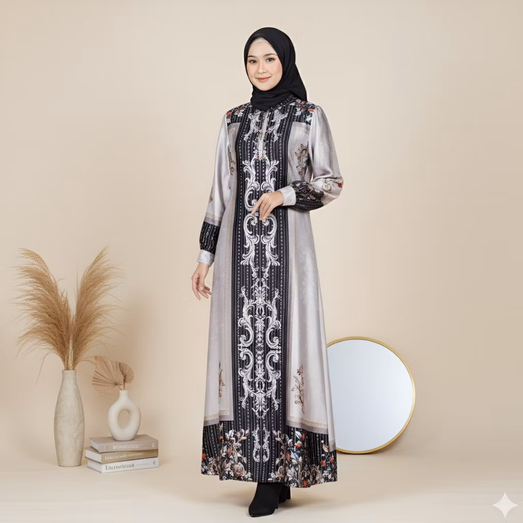 NJW - READY STOCK Tifia Dress Silk Premium Gamis Wanita Simple Mewah Elegant Lebaran 2026 - Dress Wa