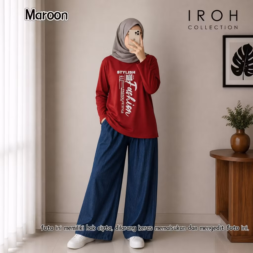 Setelan Wanita Dewasa One Setcel Jeans Premium Motif Terbaru Kekinian