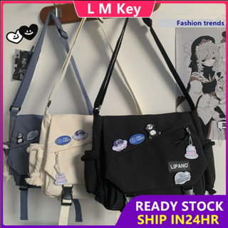 READY STOCK School bag Korean girl crossbody bag student shoulder bag large capacity crossbody bag canvas sling bag messenger bag nylon bag Beg Black shoulder bag crossbody sling bag school Shopee Mal...