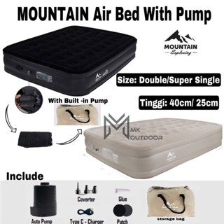 MOUNTAIN Auto Inflation Single Double Triple Air Bed 25 I 40cm Height with Pump Mattress Inflatable Tilam Angin Camping Shopee Singapore