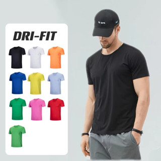 simple drifit t shirt Men Women American size Plain Dark color top men s apparel Crew neck Round