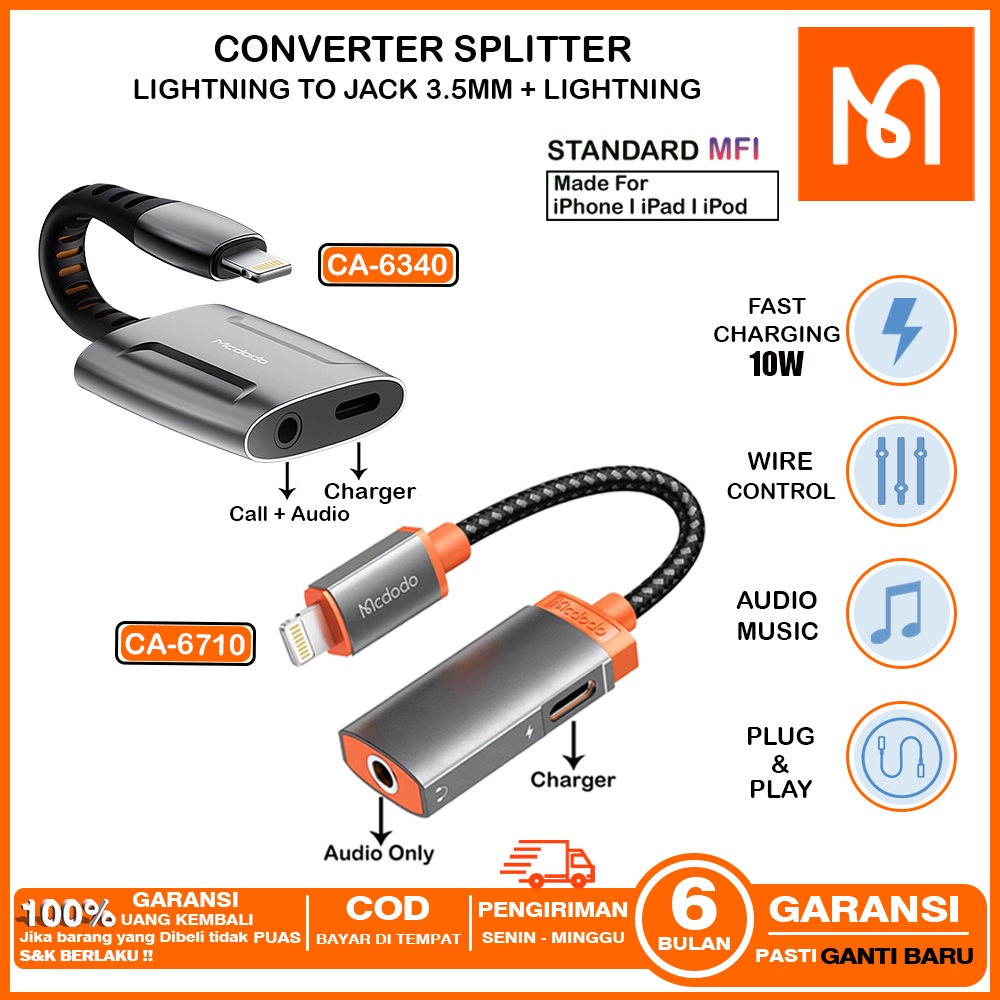 Mcdodo Ca-6710 2İn1 Lightning To 3.5Mm Jack Audio-Ligthning