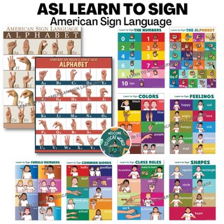 Asl American Sign Language Charts Sign Language Posters For Classroom