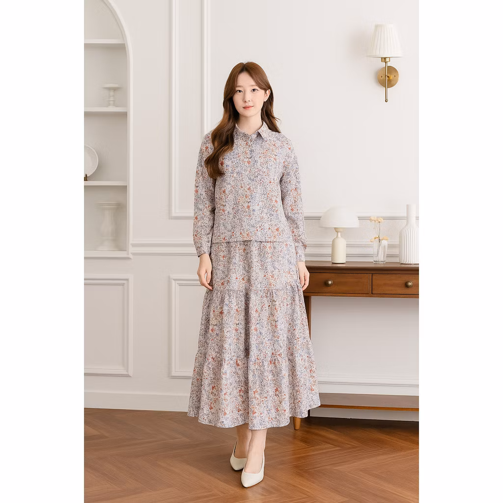 IL - Setelan Rok Kayla Wanita Kekinian One Set Katun Premium Jumbo One set Rok dan Atasan Kekinian