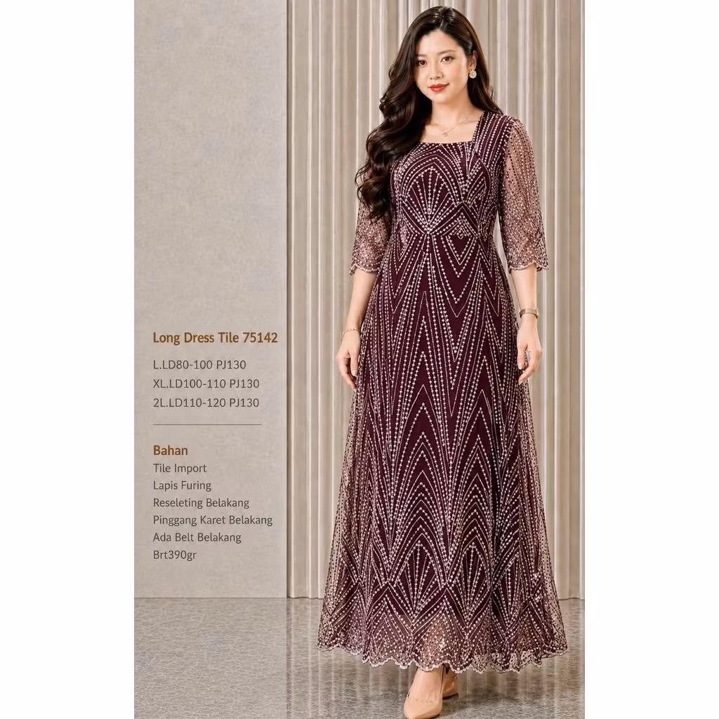 NEW  LONGDRES WANITA TILE NATAL 75142 TILE IMPPORT#BAJUIMPORT