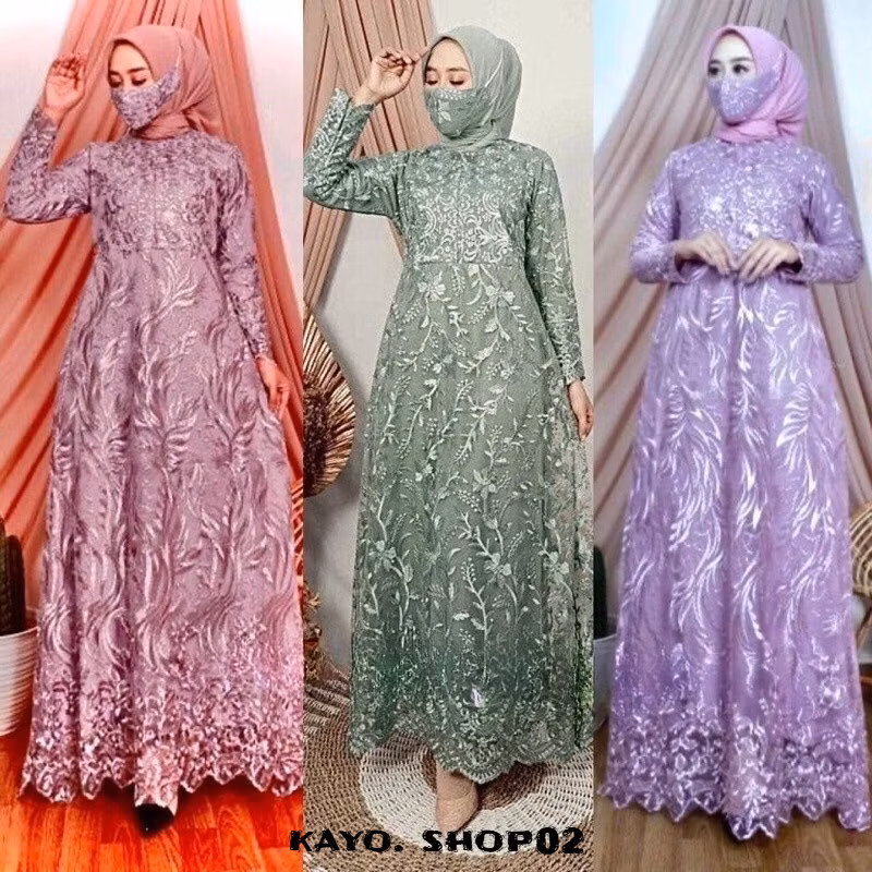 GAMIS BUSUI NAMIRA FULL BRUKAT MUTIARA NYAMN DIPAKAI/SIZE S M/L/XL/XXL/3L/DRESS KONDANGAN/GAMIS BRUK