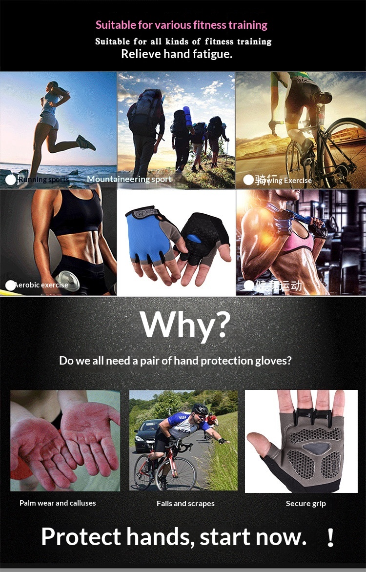 Gants de sport mitaines unisexes pour musculation et cyclisme_voghion.com