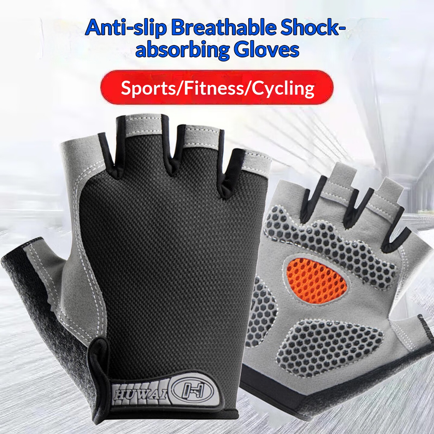 Dünne Unisex-Sommer-Halbfinger-Radhandschuhe, atmungsaktiv und stoßdämpfend mit verbesserten Handflächenpolstern, rutschfeste offene Finger für Fitness und Outdoor-Aktivitäten_voghion.com