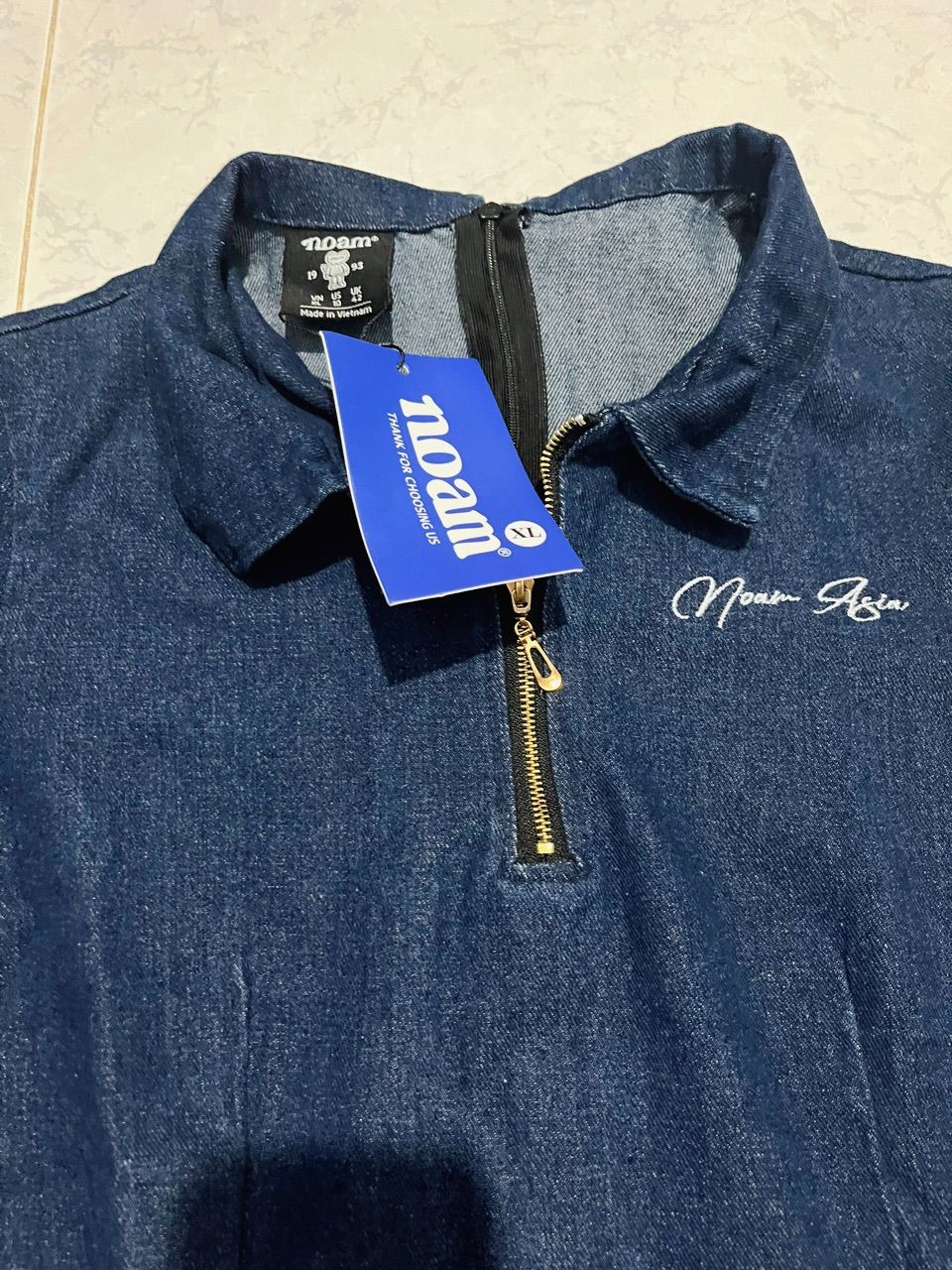 Khách mặc Váy Polo nữ NOAM Denim Grove Dáng Ôm Body ngắn Chất liệu denim cao cấp - Màu xanh