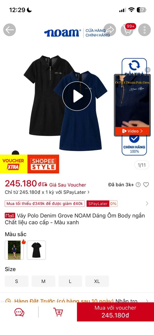 Khách mặc Váy Polo Denim Grove NOAM Dáng Ôm Body ngắn Chất liệu cao cấp - Màu xanh