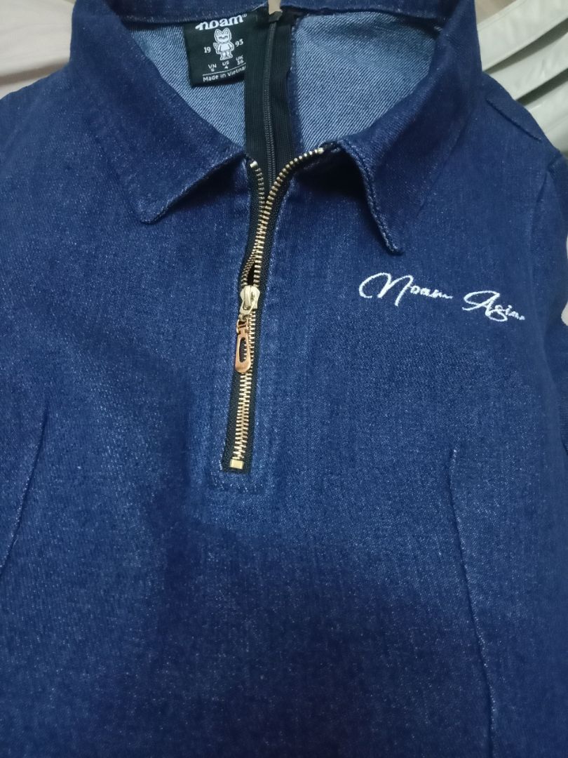 Khách mặc Váy Polo nữ NOAM Denim Grove Dáng Ôm Body ngắn Chất liệu denim cao cấp - Màu xanh