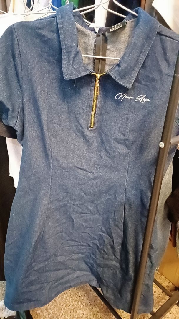 Khách mặc Váy Polo nữ NOAM Denim Grove Dáng Ôm Body ngắn Chất liệu denim cao cấp - Màu xanh