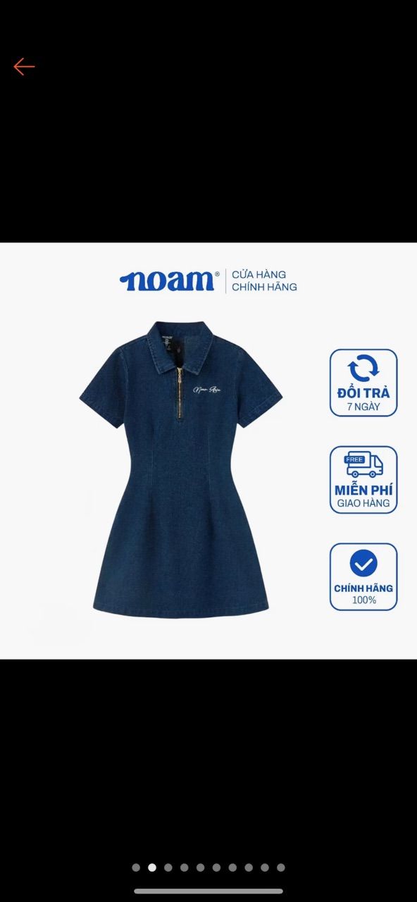 Khách mặc Váy Polo nữ NOAM Denim Grove Dáng Ôm Body ngắn Chất liệu denim cao cấp - Màu xanh