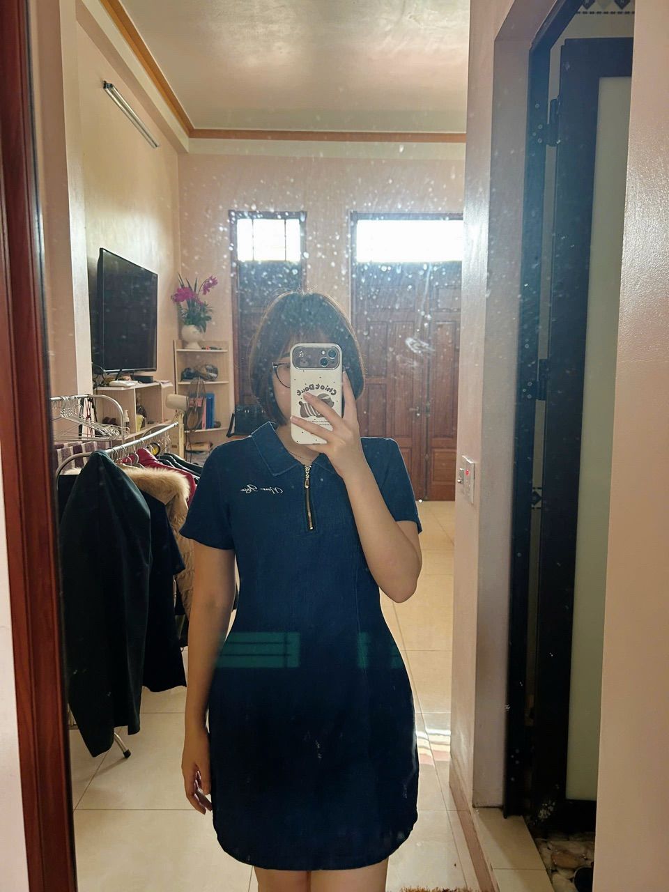 Khách mặc Váy Polo Denim Grove NOAM Dáng Ôm Body ngắn Chất liệu cao cấp - Màu xanh