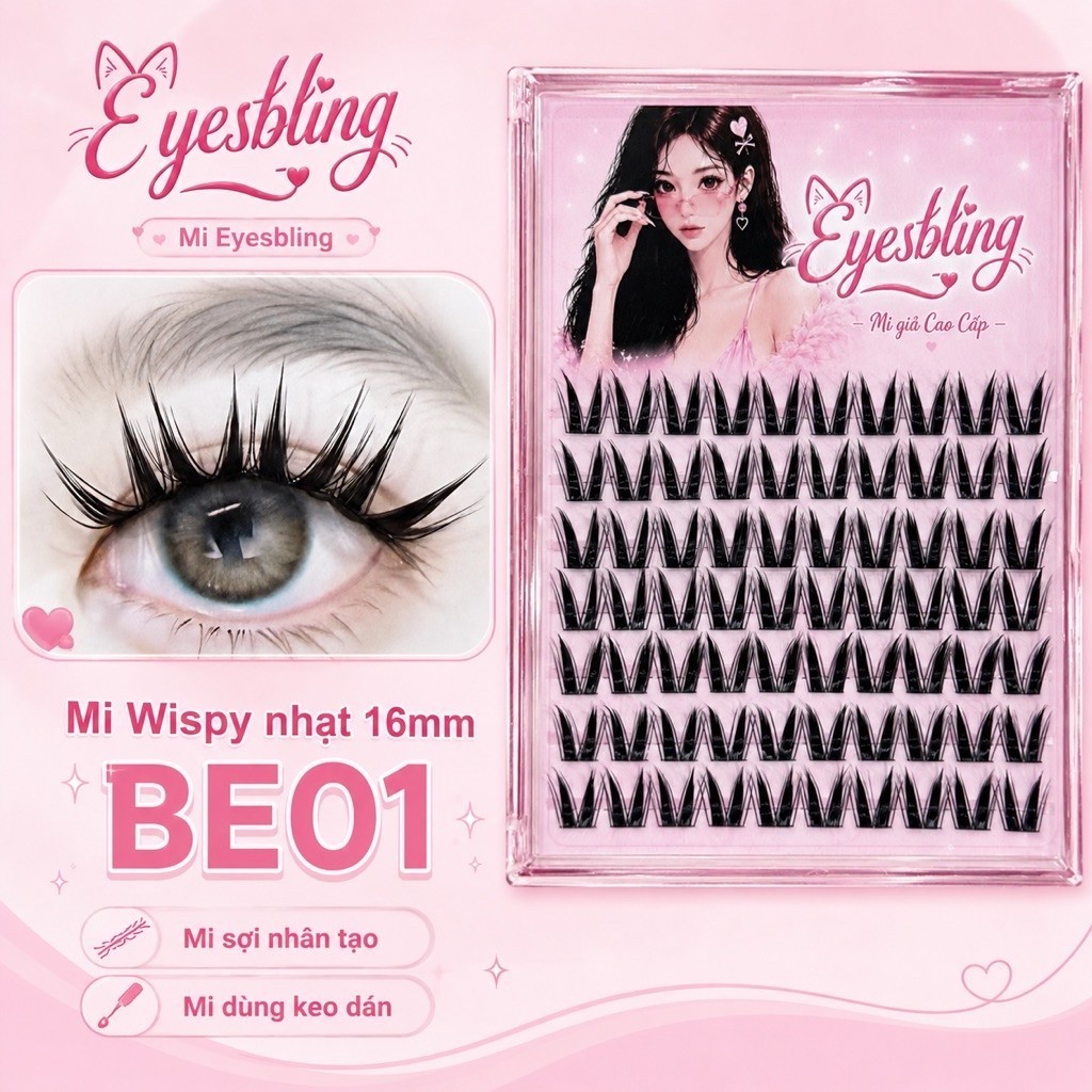 Mi Eyesbling mi bôi keo mi sợi mẫu dài đậm tây
