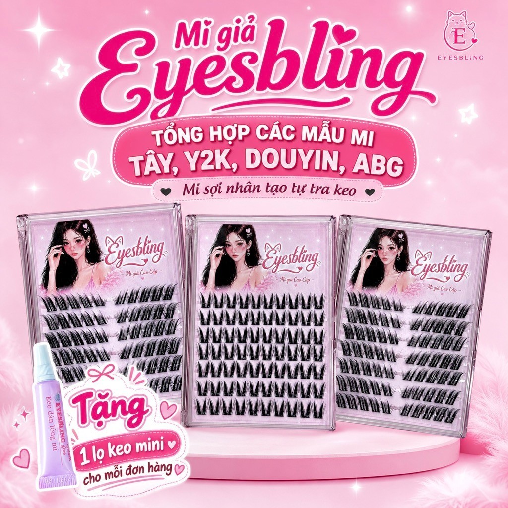 Mi giả Eyesbling mi bôi keo tổng hợp các mẫu mi tây dài đậm